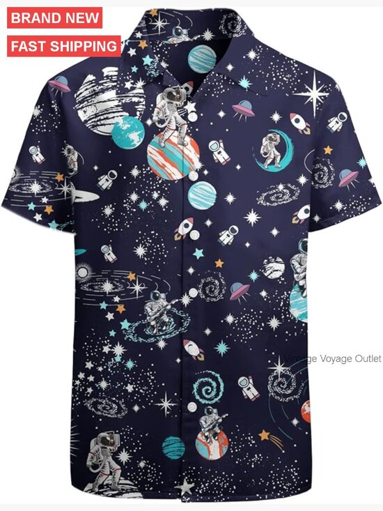 Other - Men's Hawaiian Button Down Shirt Big Tall Loose Fit Short Sleeve Party